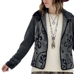 Khangura Black & Gray Tapestry Reversible Jacket Blazer Medium